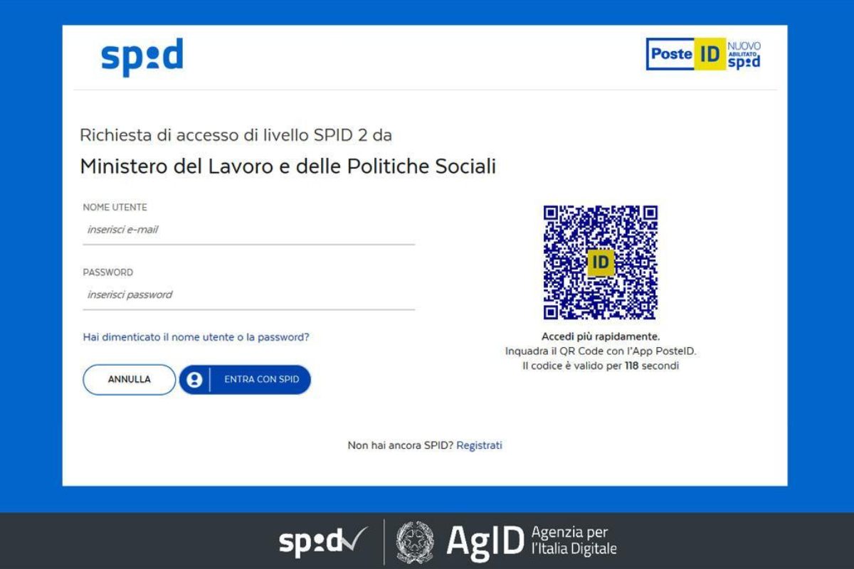 Poste ID schermata di accesso SPID