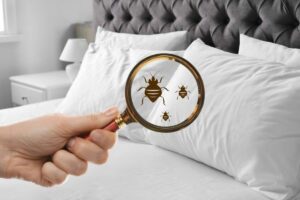 Letto, lente d'ingrandimento, cimici