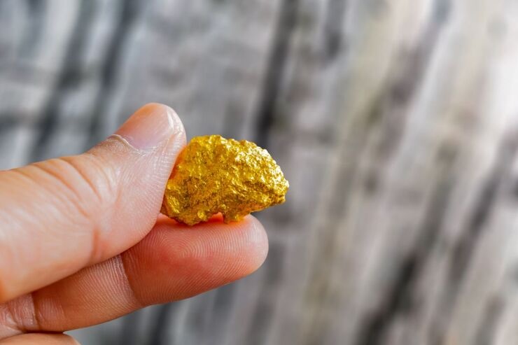 pezzo di oro in mano