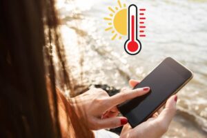 donna al telefono, termometro sole