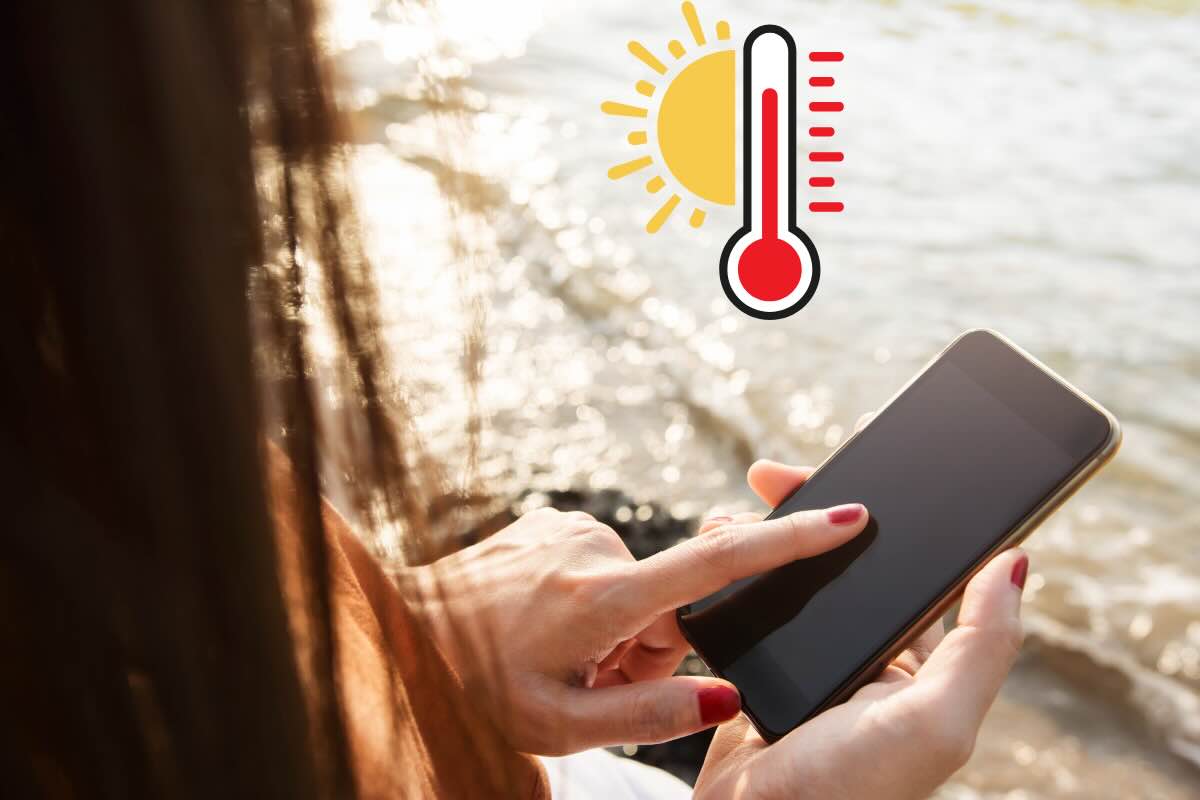 donna al telefono, termometro sole