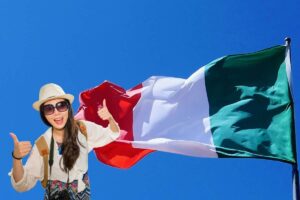 Bandiera Italia, turista