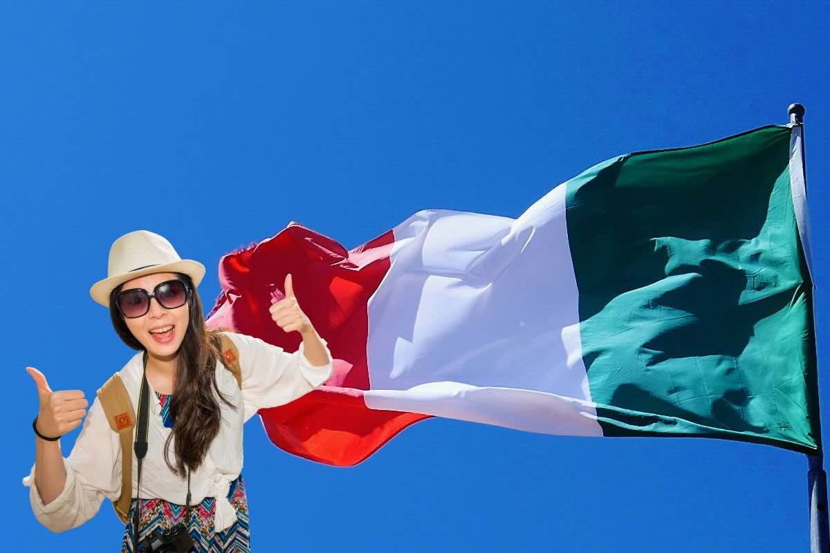 Bandiera Italia, turista