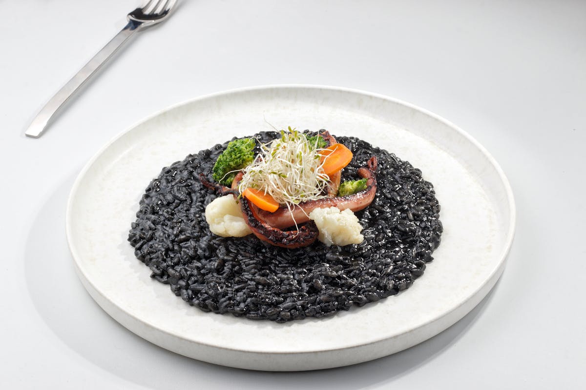 risotto nero croato in un piatto